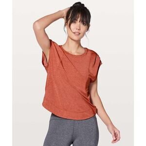 Lululemon Gait Keep Short Sleeve Top Heathered Bonfire Size Large